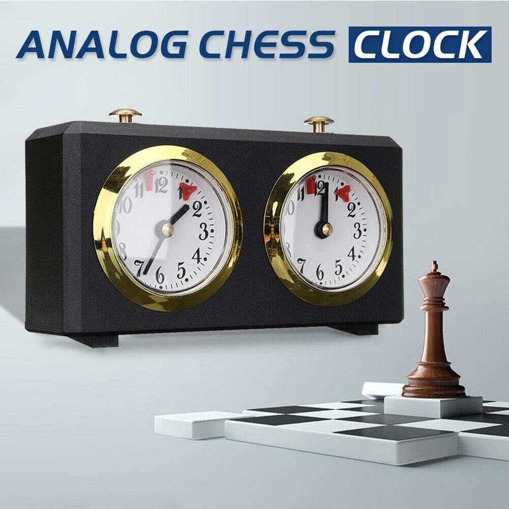 Schach Timer, Professionelle Schachuhr Spiel Timer Analog Uhr Schach Timer I-GO Count Up Count Down Timer, Internationale Schachuhr Keine Batterie benötigt (Schwarz)