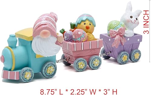 Miniatura 7 de Hodao Figuras de tren de gnomos para el día de Pascua de 875 pulgadas decoraciones de tren de Pascua decoración de conejo de primavera figuras de
