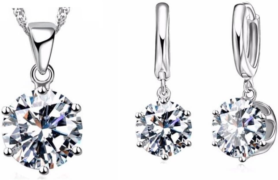 MYKIGorgeous Silver 8mm Solitaire Jewellery Set For Women & Girls