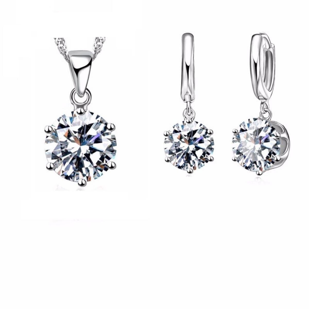MYKIGorgeous Silver 8mm Solitaire Jewellery Set For Women & Girls