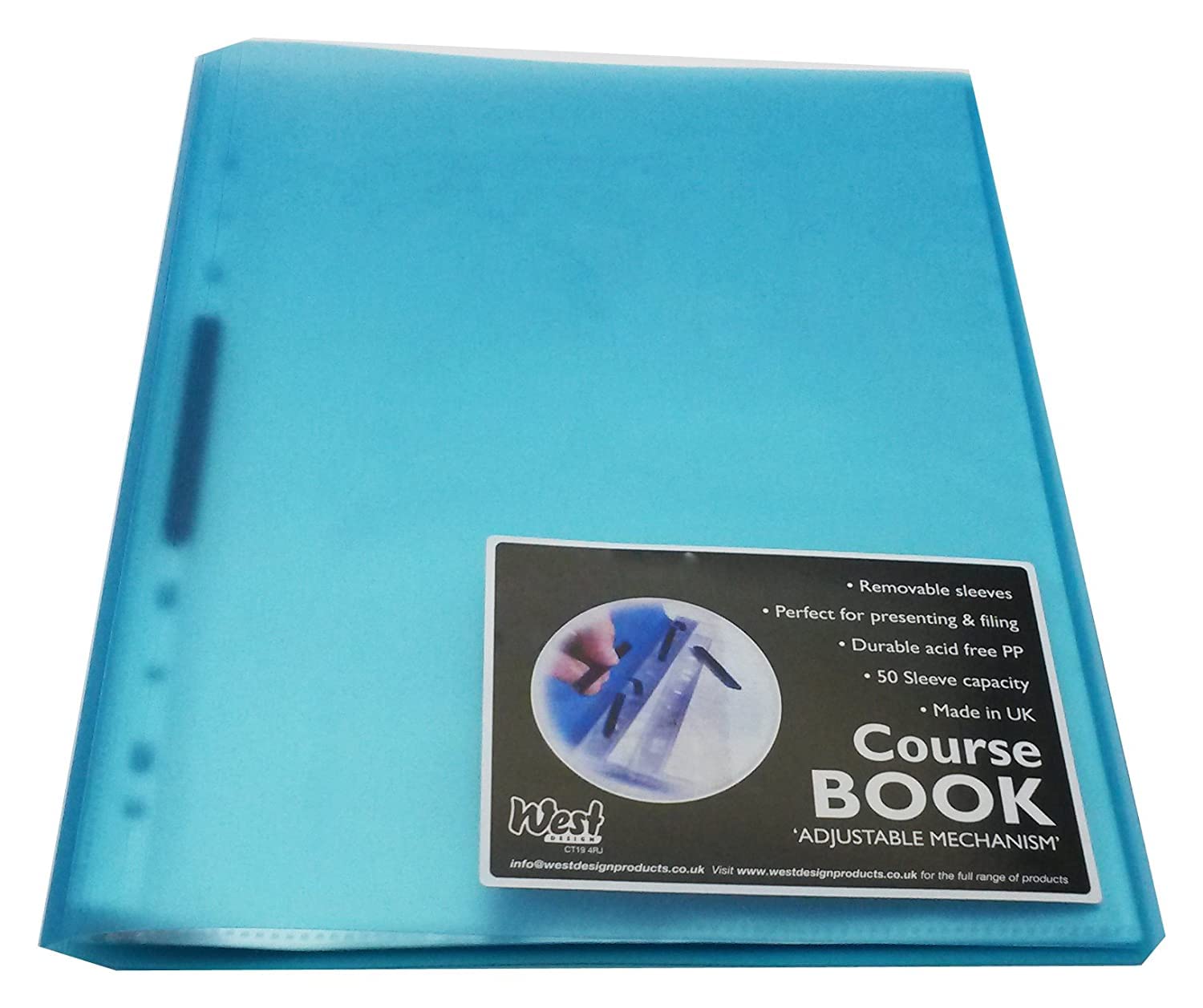 Westfolio Course Book Adjustable Capacity Turquoise A4, File Holder, Presentation Display Wallet, Paper, Document, Poly Clear Sleeves