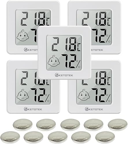 5 pièces Mini Hygrometre Thermometre Interieur Thermomèt KETOTEK