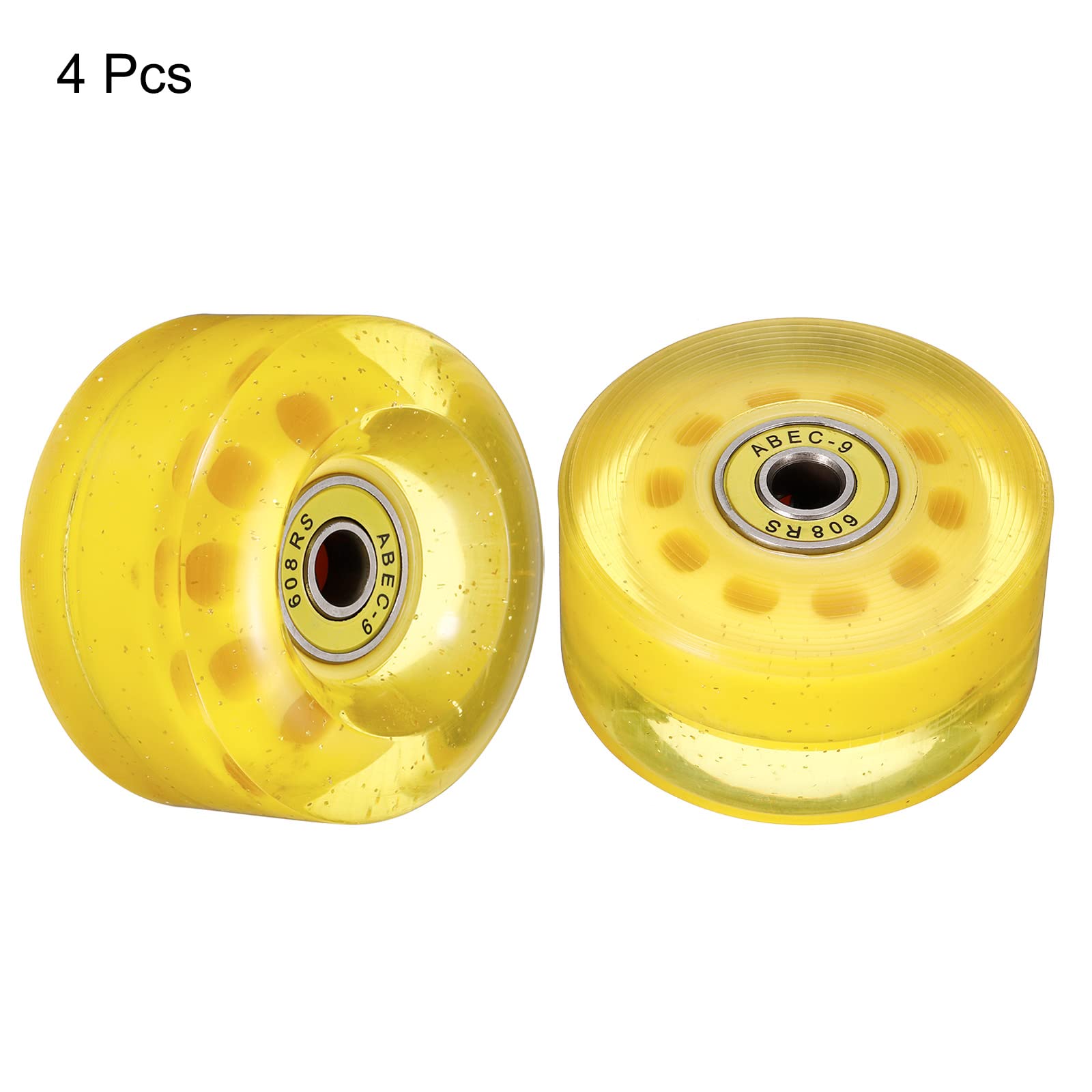 PATIKIL 32 x 58mm Rotelle Ruote Ruote con Cuscinetti, 4pz 82A Quad Skate Sostituzione per Doppia Linea Skate Skateboard Interni o Esterni, Brillante Giallo