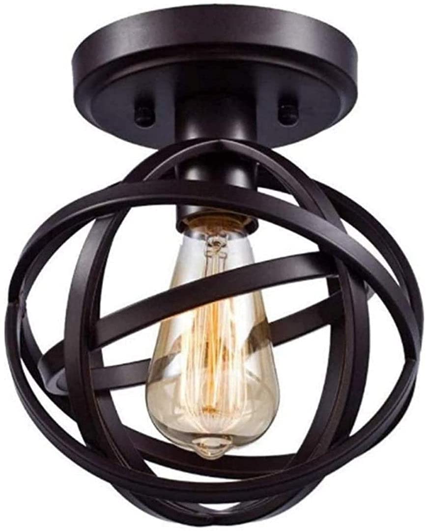 Lámpara de techo industrial E27 con bola de hierro negro para pasillo