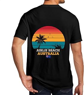 Vintage Retro Airlie Beach Australia Graphic ON Back T-Shirt for Men or Women Casual Tops