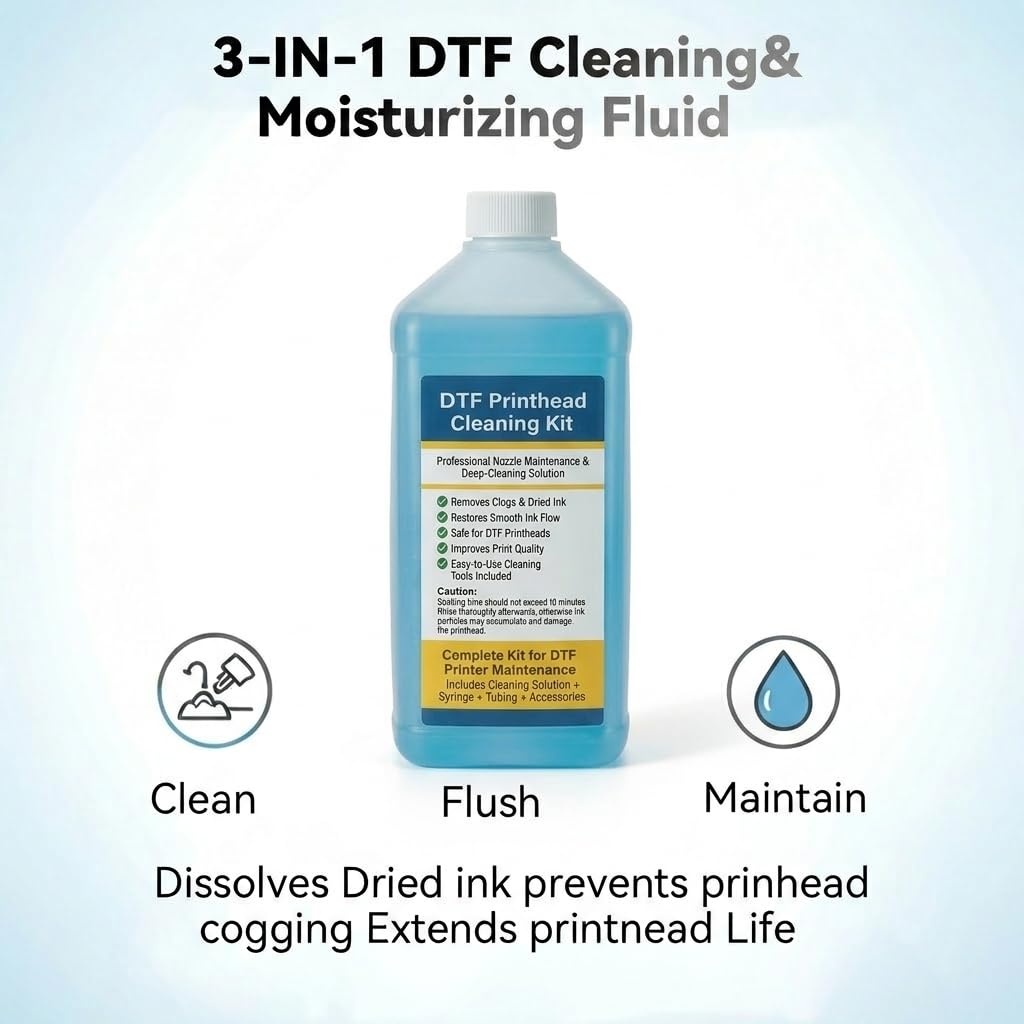 Kit di pulizia della testina di stampa da 1000 ml per stampanti a getto d'inchiostro DTF, kit universale per la pulizia della testina di stampa, si scioglie rapidamente, prevenendo l'intasamento