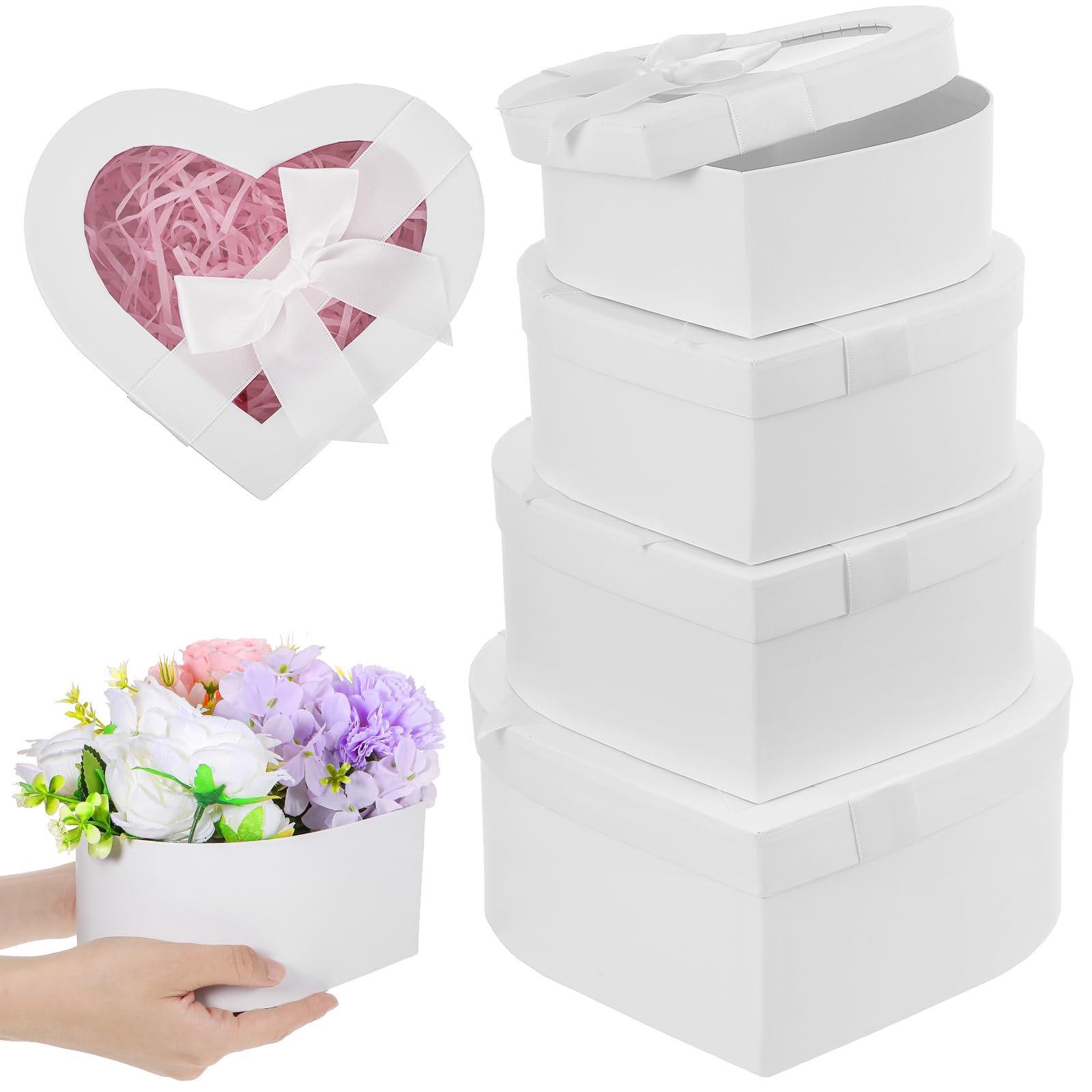 Boîtes en forme de cœur boîtes cadeaux gigognes blanches pour demande de demoiselle d'honneur