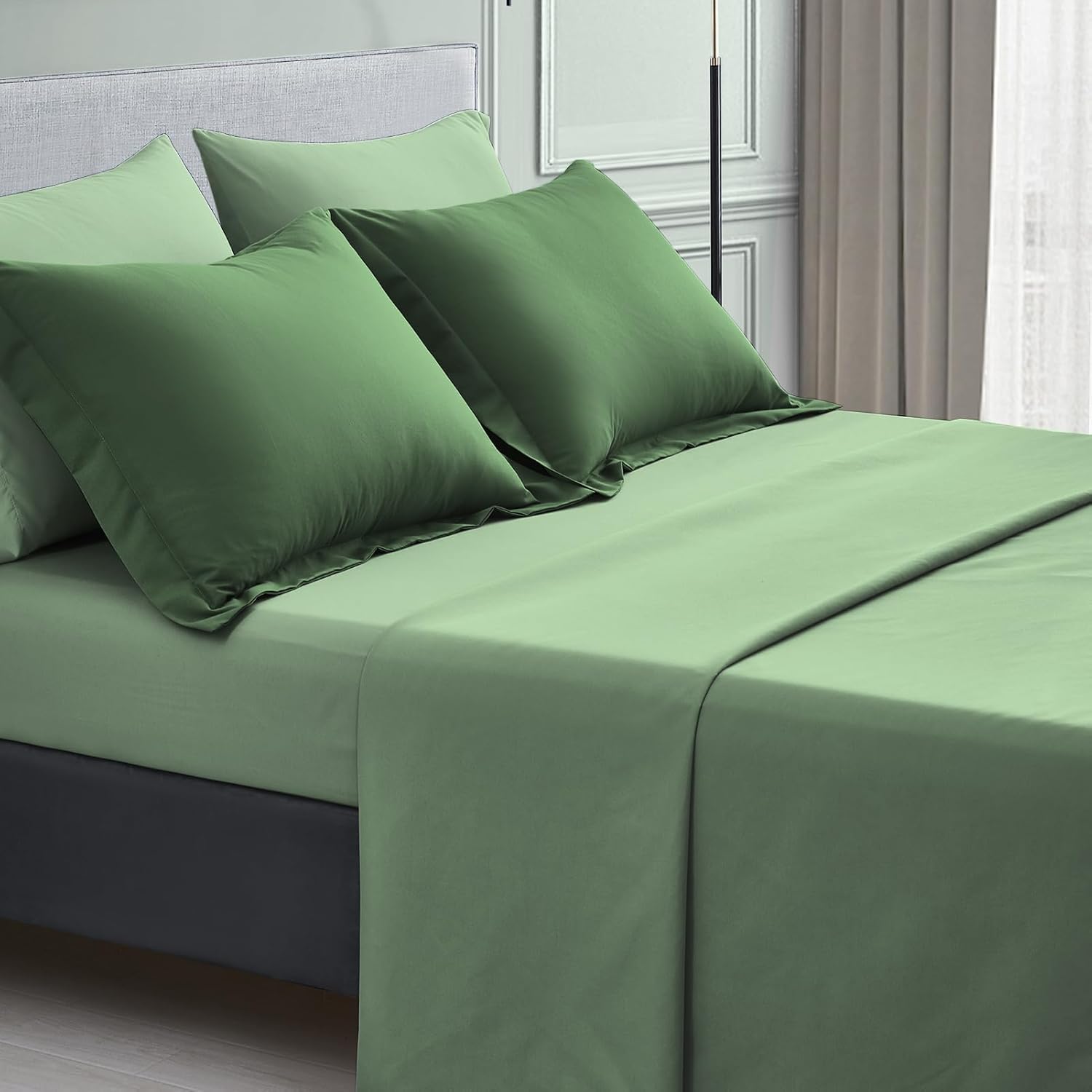 Maple&Stone Full Size Comforter Set 7 Pieces Bed in a Bag - Down Alternative Bed Set with Sheets, Pillowcases & Shams, Soft Reversible Duvet Insert,Sage Green - Image 4