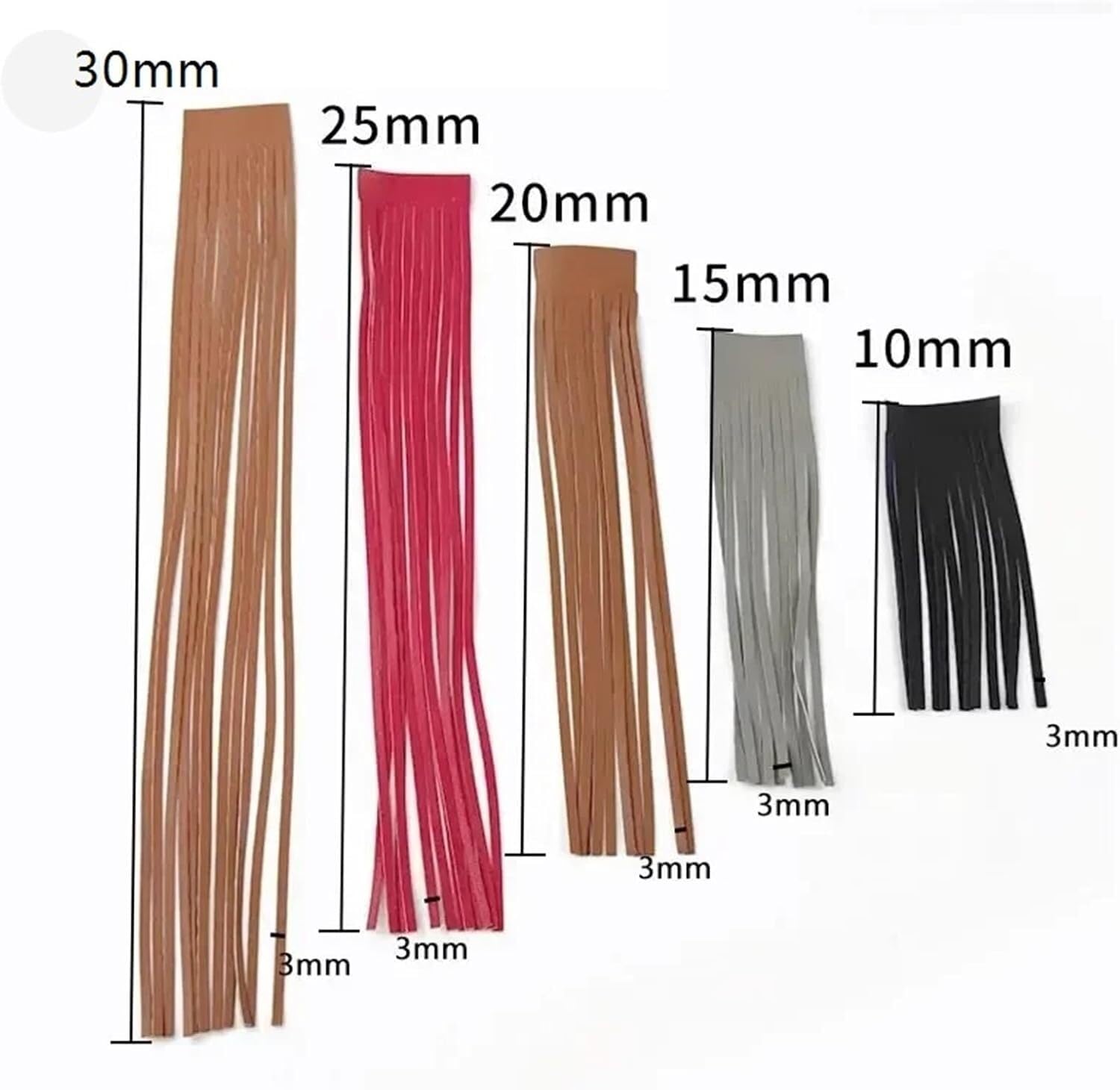 Dodatki krawieckie Wstążka z frędzlami o długości 10–30 cm ze sztucznej skóry, odpowiednia do toreb, odzieży i ozdób torebek,(7,3.0mm-30cm)