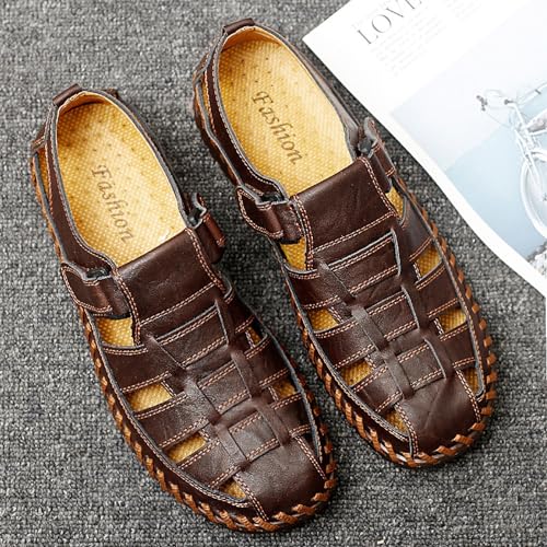 Men's Casual Fashion Sandals, Handmade Summer Beach Shoes, Closed Toe Soft Fisherman Shoes2