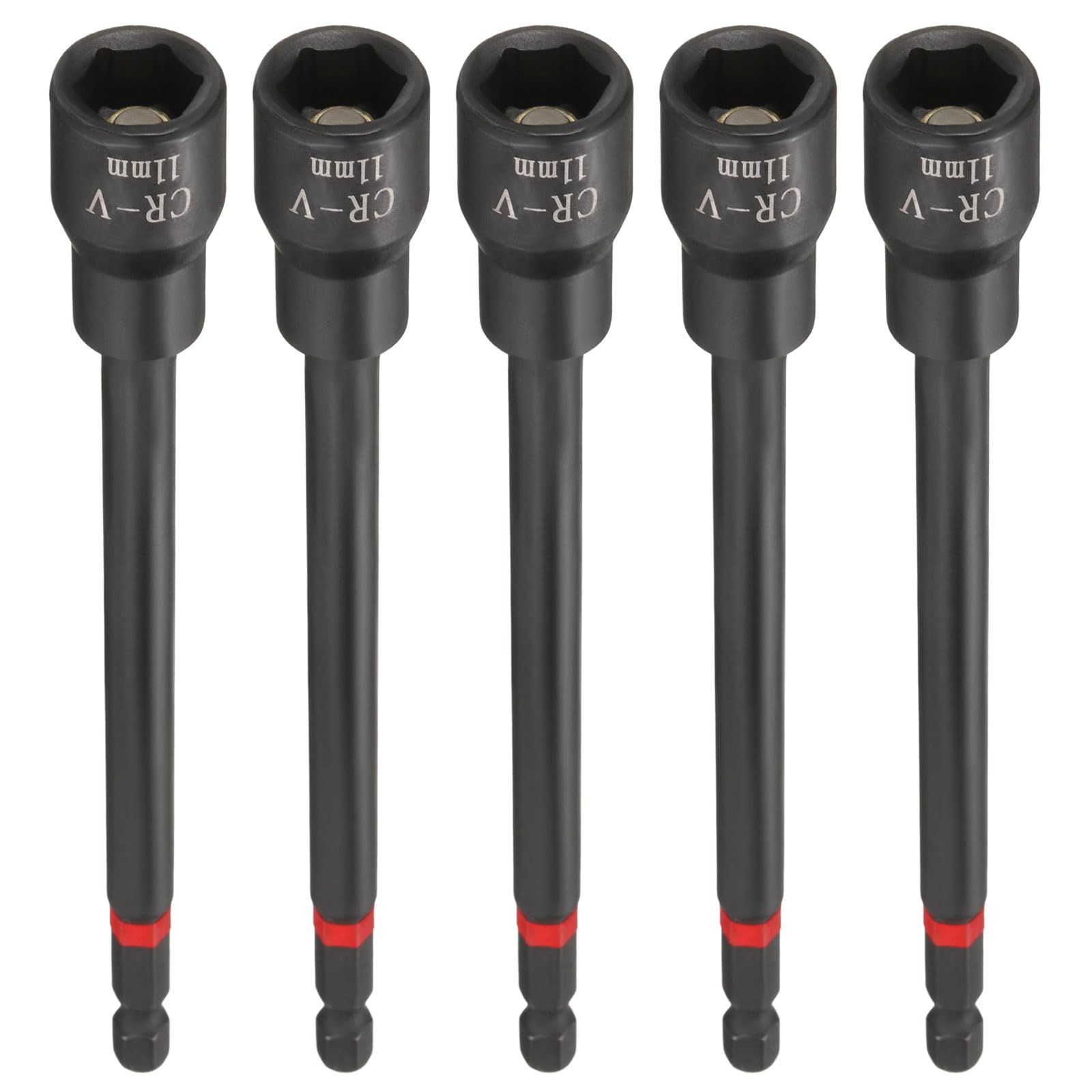 QUARKZMAN 5 Pezzi 6" Punte Socket Punta Per Avvitatore A Dado 11mm Nero