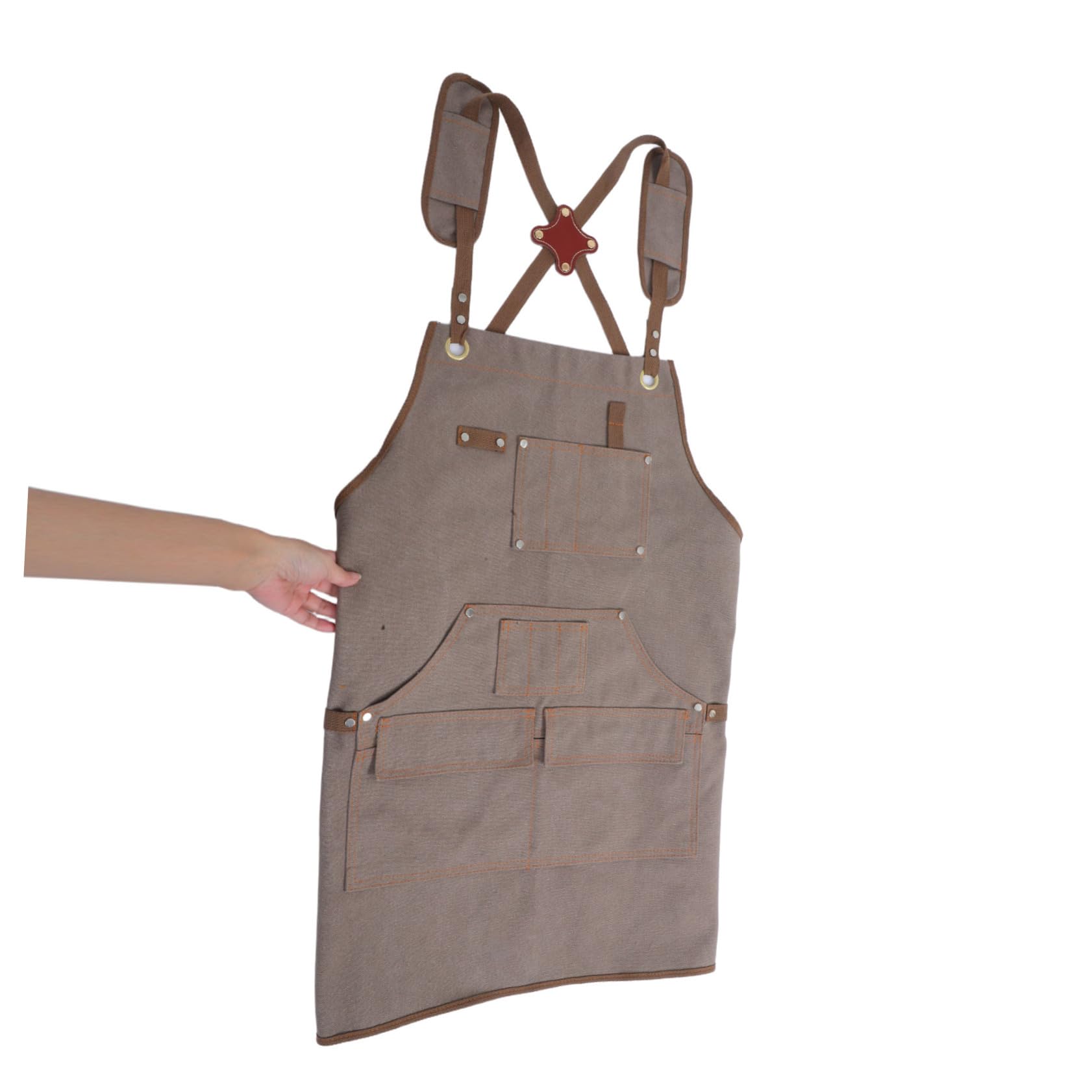 SHINEOFI Tablier Toile Unisexe avec Poches Bretelles Croisées Réglables Tablier de Travail Polyvalent pour Jardinage Menuiserie Cuisine et Artistes
