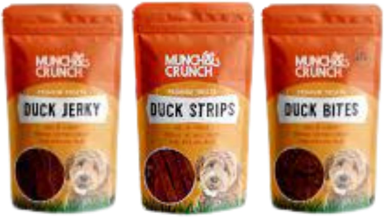 Duck Dog Treats Duck Bites, Duck Strips, and Duck Jerky Munch