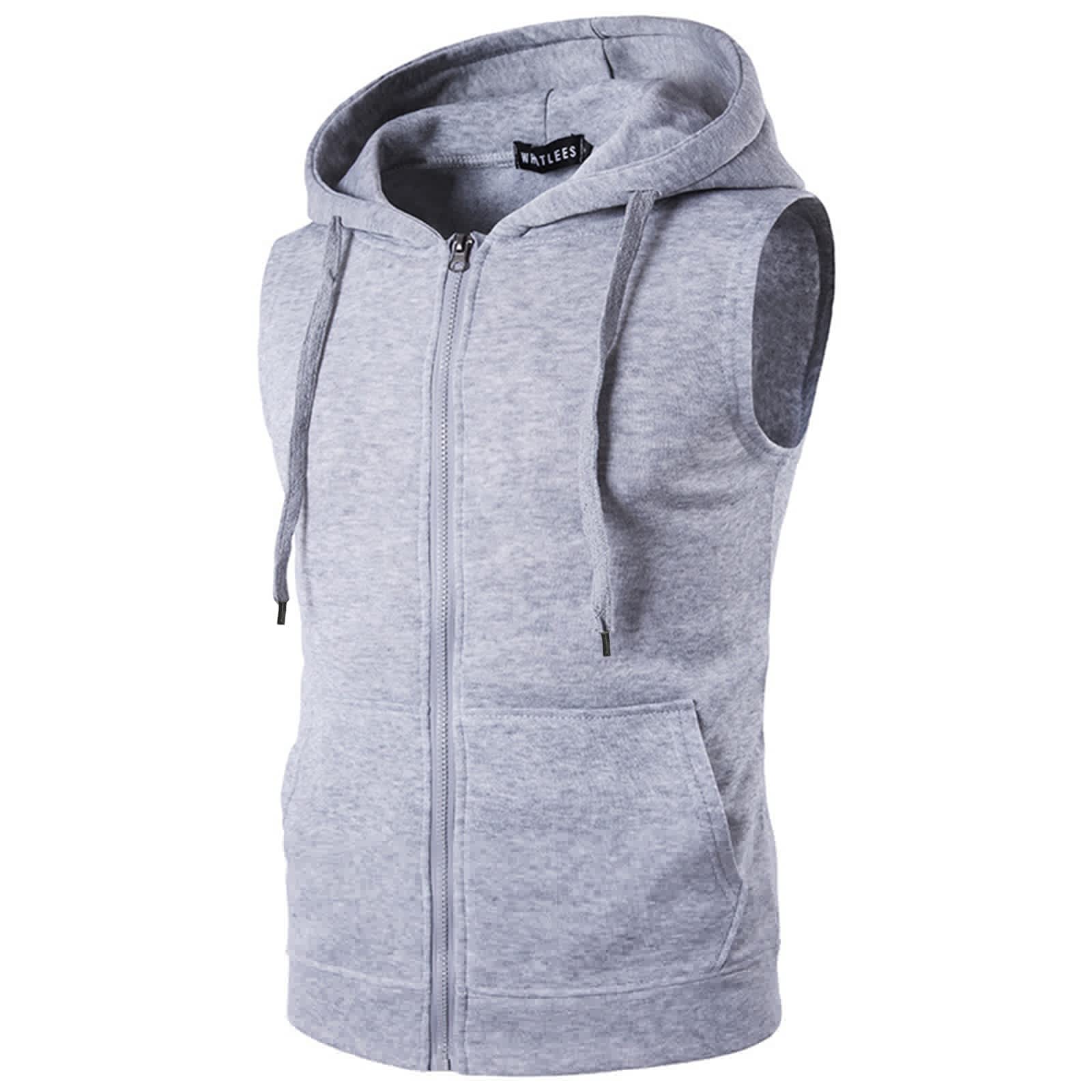 Generic Chaleco de primavera y verano para hombre, estilo informal, deportivo, color liso, sin mangas, con cremallera, con bolsillo, blusa de vestir para hombre