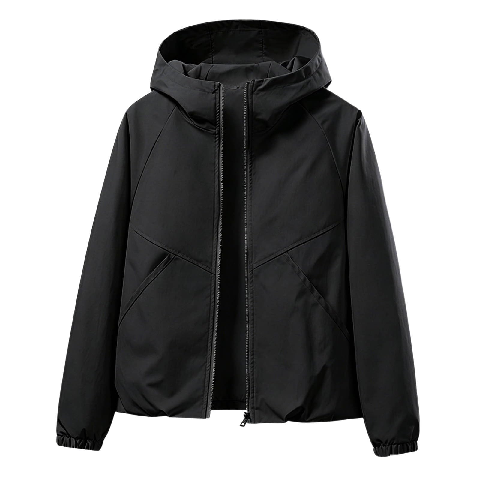 Übergangsjacke Damen Kurz Mit Kapuze Sommerjacke - Wanderjacke Einfarbig Leicht Kapuzenjacke Atmungsaktive Outdoorjacke Große Größen Damenjacken