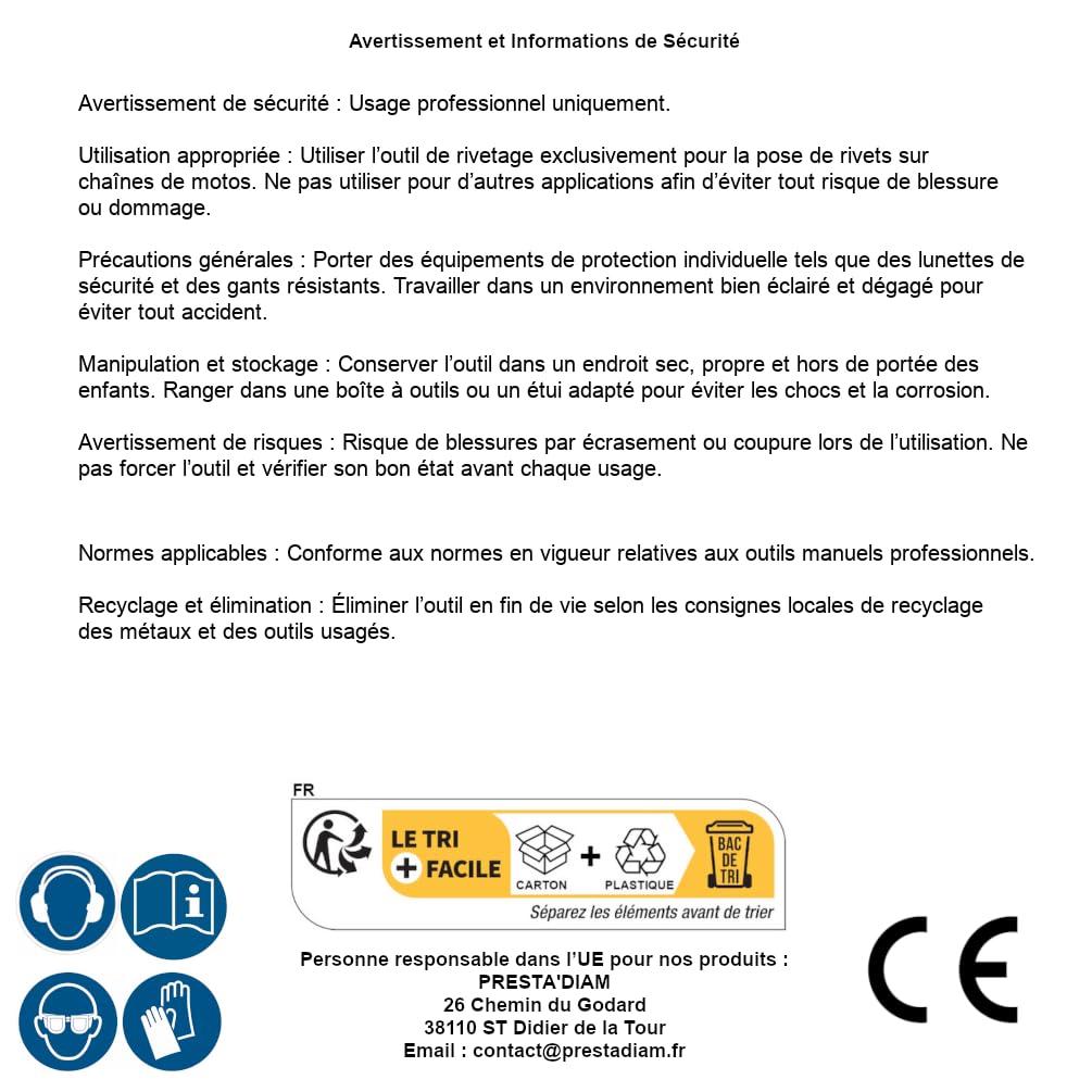 Herramienta de remachado para cadenas de motocicletas - Precisión y robustez para reparaciones confiables, acero - D-Work