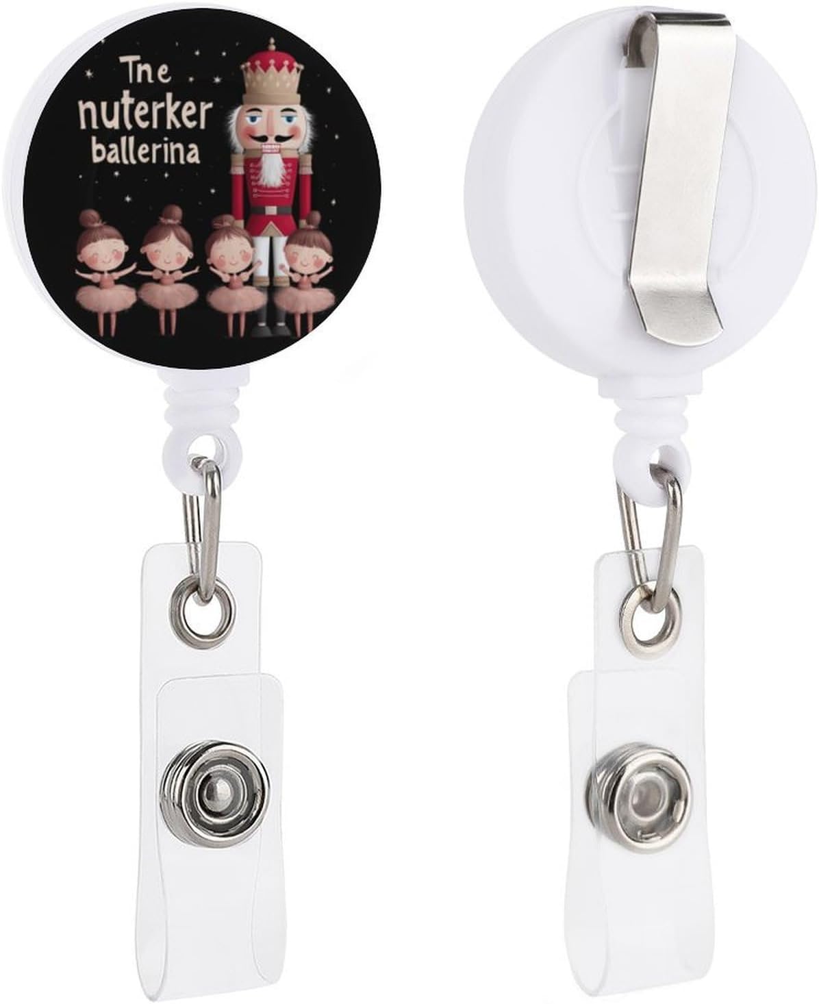 Nutcracker Ballerina Printed Retractable Badge Clip Holder