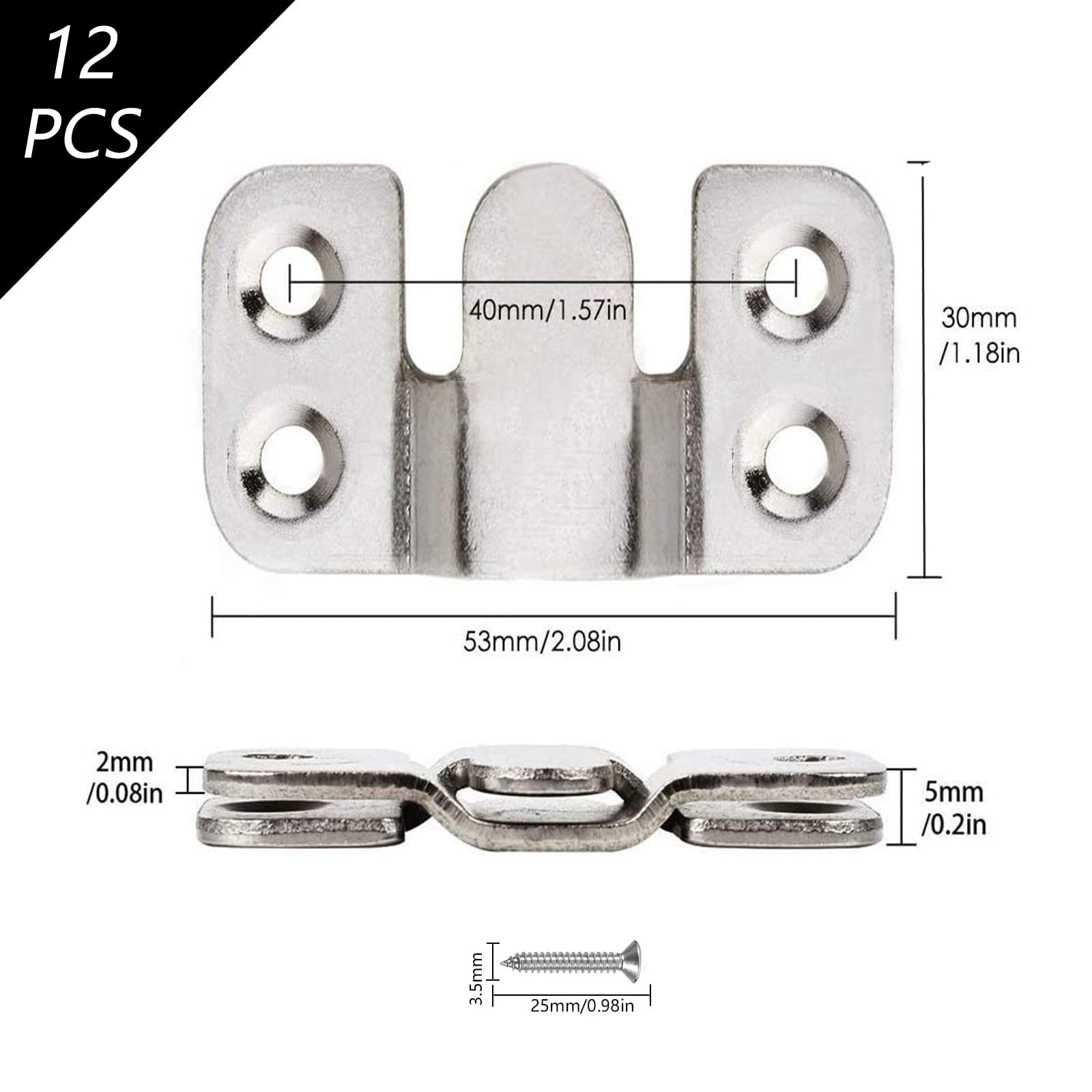 12 Stück Bündige Wandhalterung – 45x20 Mm Edelstahl, Z-Clip Für Bilderrahmen, Spiegel & Möbel