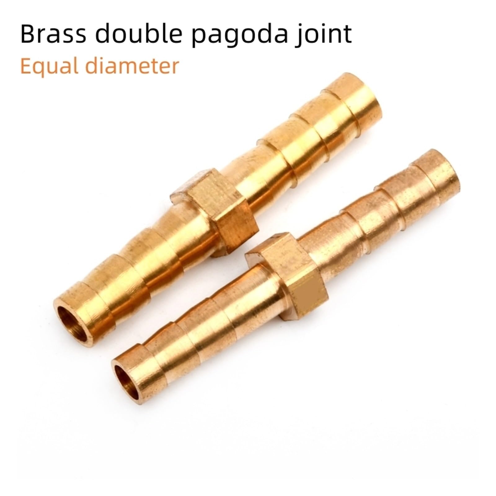 Raccord de tuyauterie à embout cannelé en laiton Raccords de tuyaux en laiton 3~25mm, connecteurs droits de diamètre égal, Joints de Tube d'eau d'irrigation de jardin, barbe pagode(14X14mm,5 Pieces)