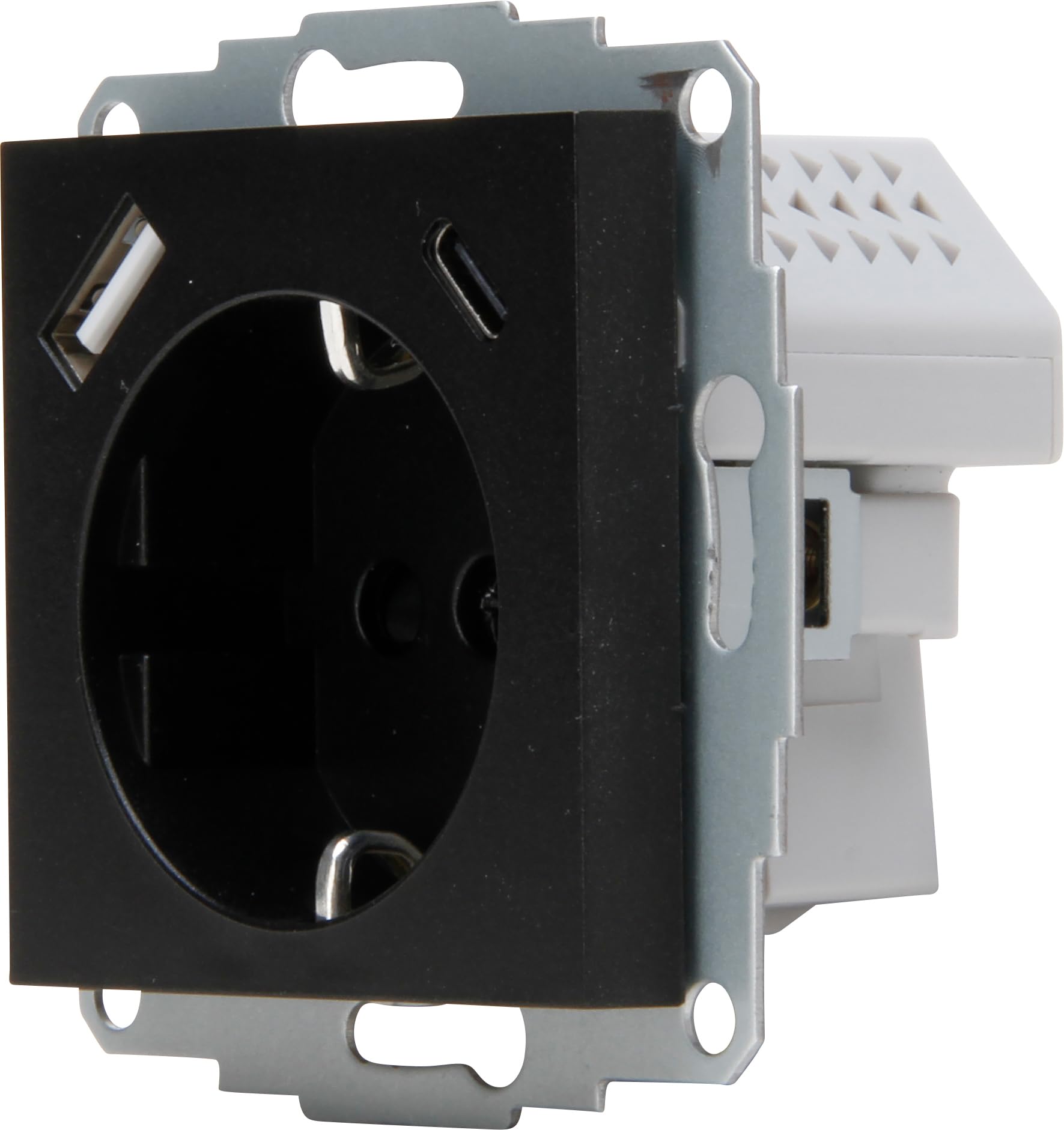 Kopp HK07 - Unterputz-Schutzkontakt Steckdose, USB A/C, Ausgangsstrom Ladebuchsen max. 3A, 5V, 55x55mm Abdeckungen,Nennstrom 16A, Bemessungsspannung 250V~, Farbe: schwarz matt