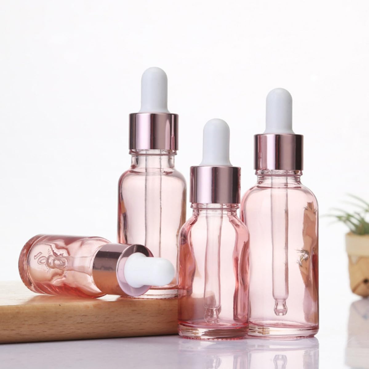 Mikikit Flaconi Contagocce Rosa in Vetro 30 Pezzi 30Ml Lavabili per Oli Essenziali e Cosmetici, per Flaconi da Viaggio e Miscele Artigianali
