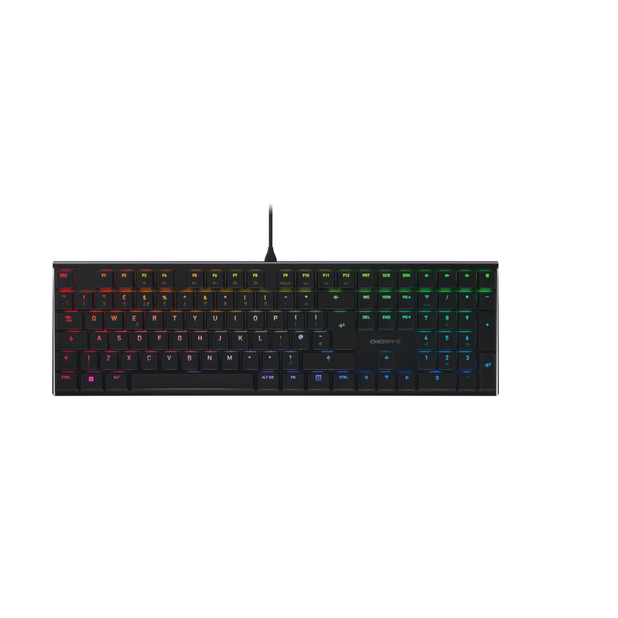 Cherry Black Mx Low Profile Rgb - Usb Wired Rgb Mechanical Keyboard In (Qwerty Uk)