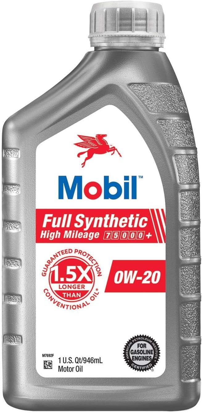 Mobil Full Synthetic High Mileage Motor Oil 0W-20, 1 Quart (6-pack) 3 61Tma6aqP5L. AC SL1450