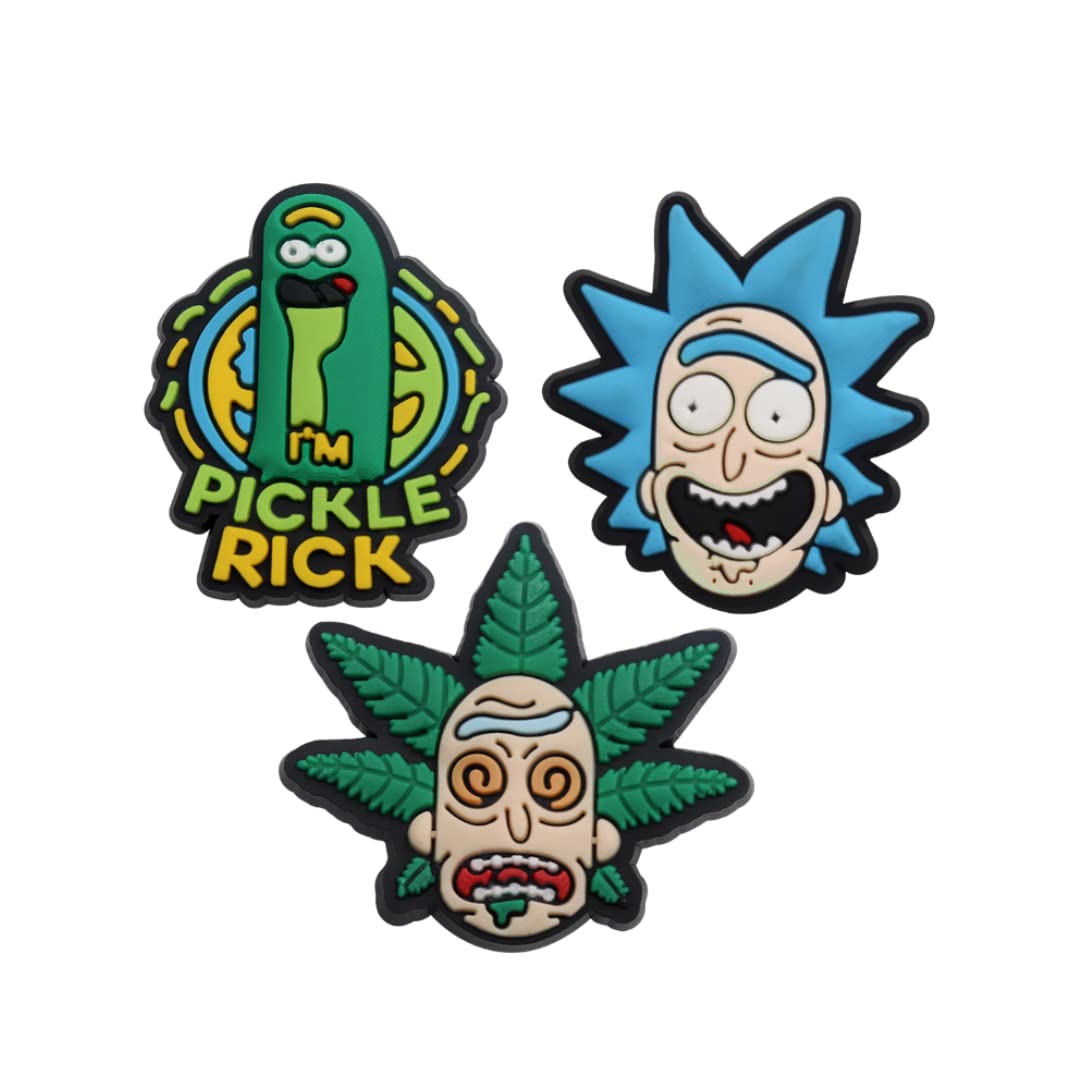 YellowCult Pack of 3 Shoe charms for Clog Shoes, Wristband Charm, Shoe, Bracelet Decoration or Party Gifts [Laughing Rick/Pickle Rick/Rick High on Leaves] (B0BXHT76JY) Amazon Price History, Amazon Price Tracker