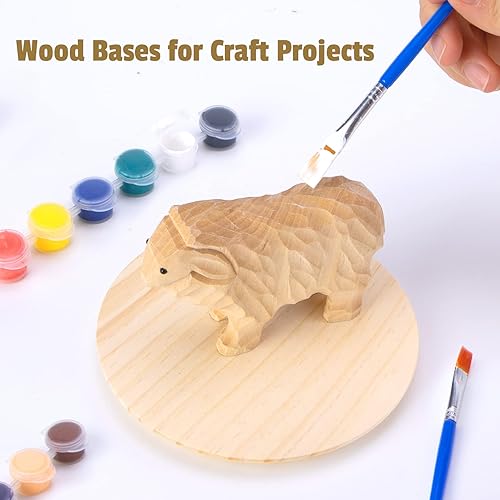 Miniatura 4 de Pllieay 2 placas redondas de madera de pino natural de 5 pulgadas, placa circular sin terminar para proyectos de manualidades y decoración del hogar