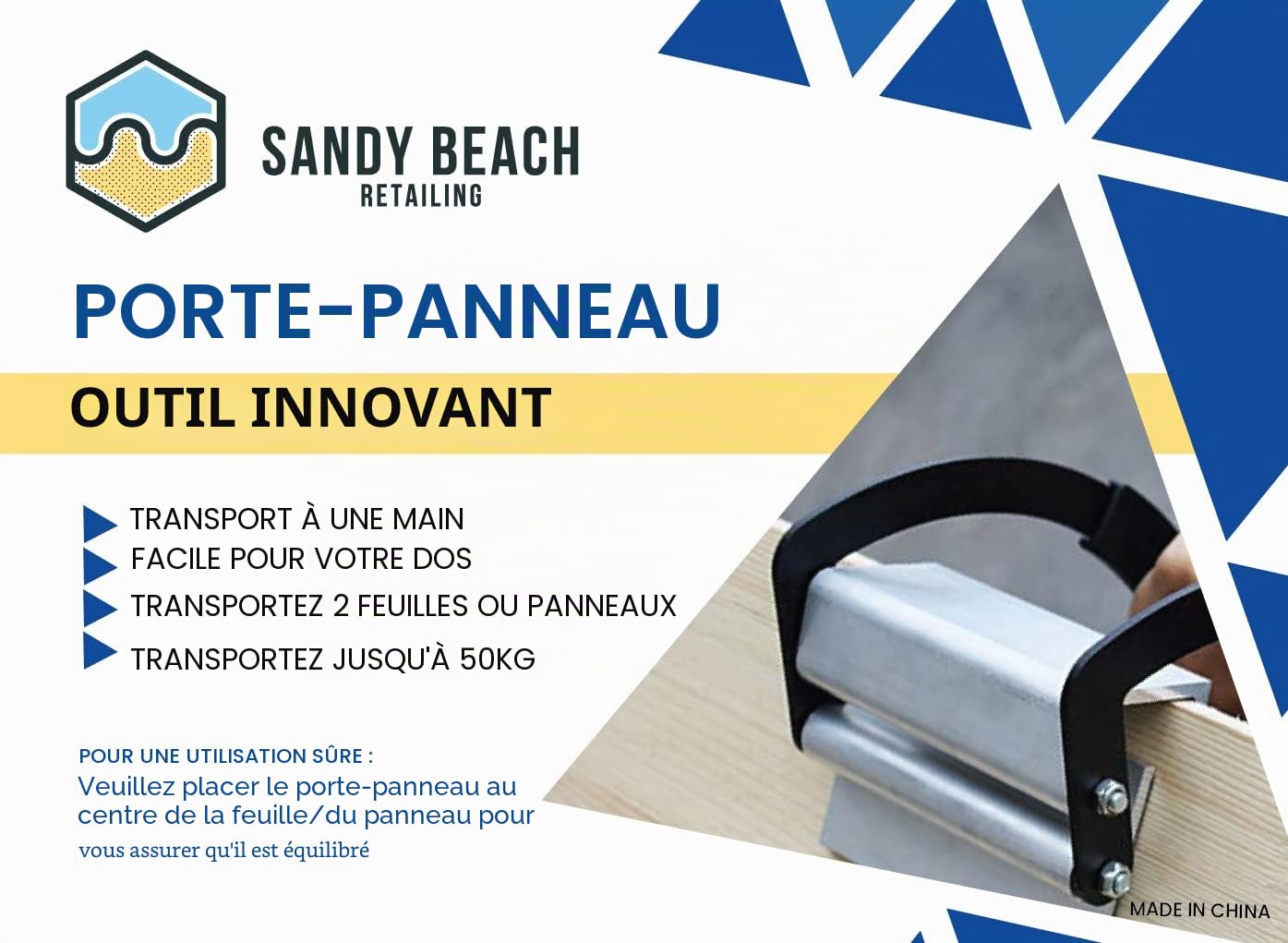 Porte-Plaque de Plâtre, Transporteur de Panneau Facile, Préhenseur de Panneau de Plâtre, Lève-Plaque de Plâtre, Panneau de Plâtre, Préhenseur de Panneau, Plaque Ergonomique pour Plywood et Panneaux