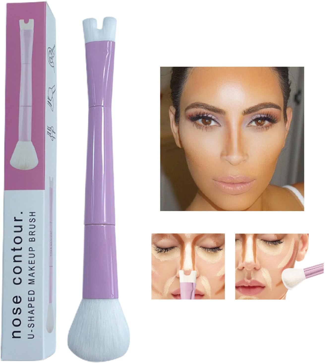 Nose Contour Makeup Brush, 2 in 1 Contour U Shaped Makeup Brush, Dual