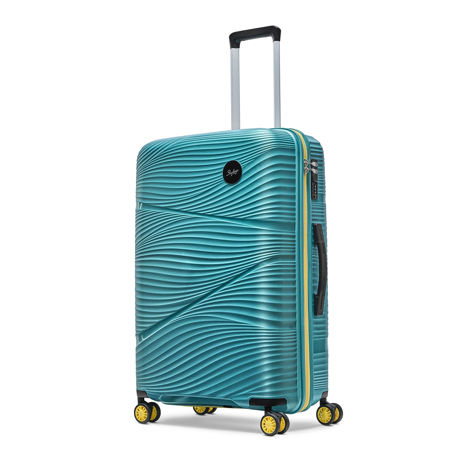 Swirl Check-in Trolley Bag 75cm | Large Hard Luggage | 8 Wheels Suitcase for Travel | 3-Digit Combination Lock with Anti-Theft Zipper | Polypropylene | 3 Years Warranty - Unisex (Cyan)-image-38
