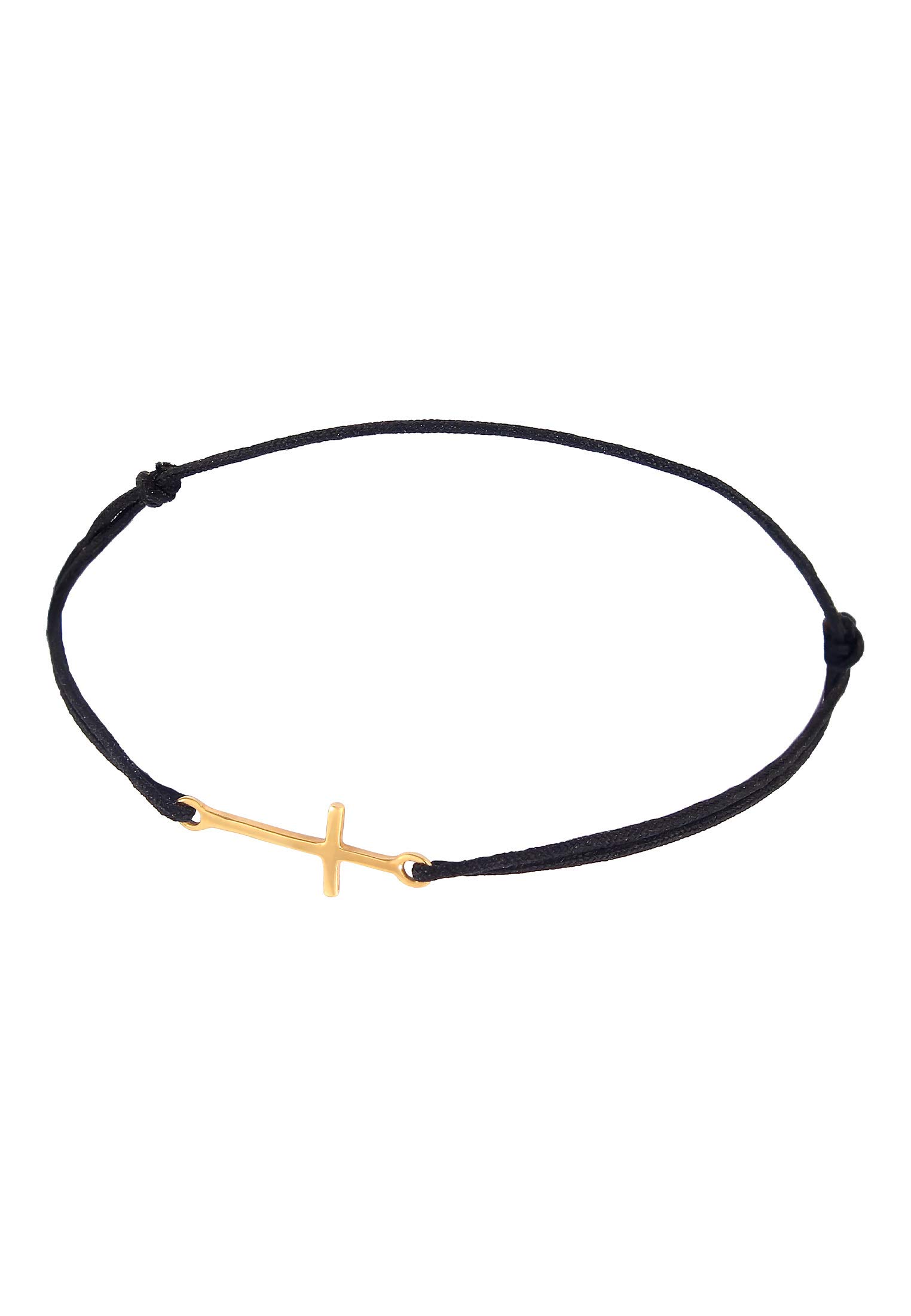 Elli Bracciale Donne Croce Simbolo Tendenza Elastico Nylon Nero in argento sterlino 925