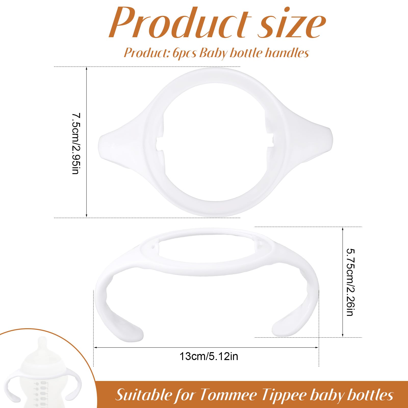 6pcs Poignées pour Biberons pour Tommee Tippee, Ergonomiques Antidérapantes Faciles à Installer Sans BPA Anses de Bouteille for l'Alimentation des Nouveau-Nés