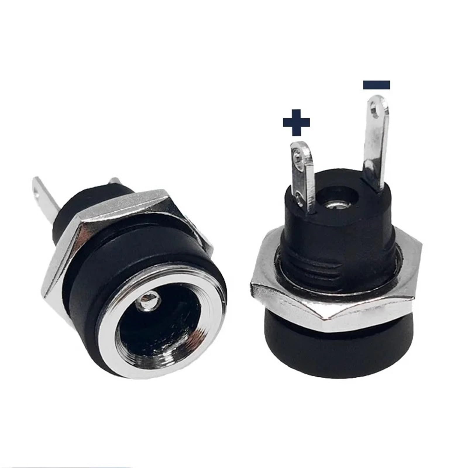 Jack di alimentazione CC, 200 pezzi, presa jack di alimentazione CC, adattatore femmina per montaggio a pannello, 3,5 x 1,3 mm, 2 pin, per audio auto, laptop, lettori MP3