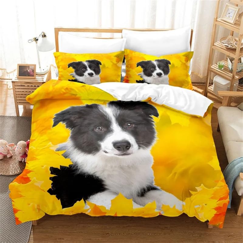Housse de couette 140x200 au motif imprimé de chiens jaunes pour apaiser les enfants