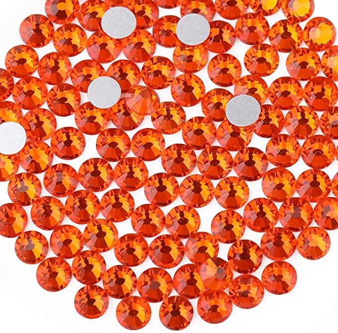 Image of Beadsland 2880pcs Flat Back Crystal Rhinestones Round Gems for Nail Art and Craft Glue Fix, Orange,SS16,3.8-4.0mm
