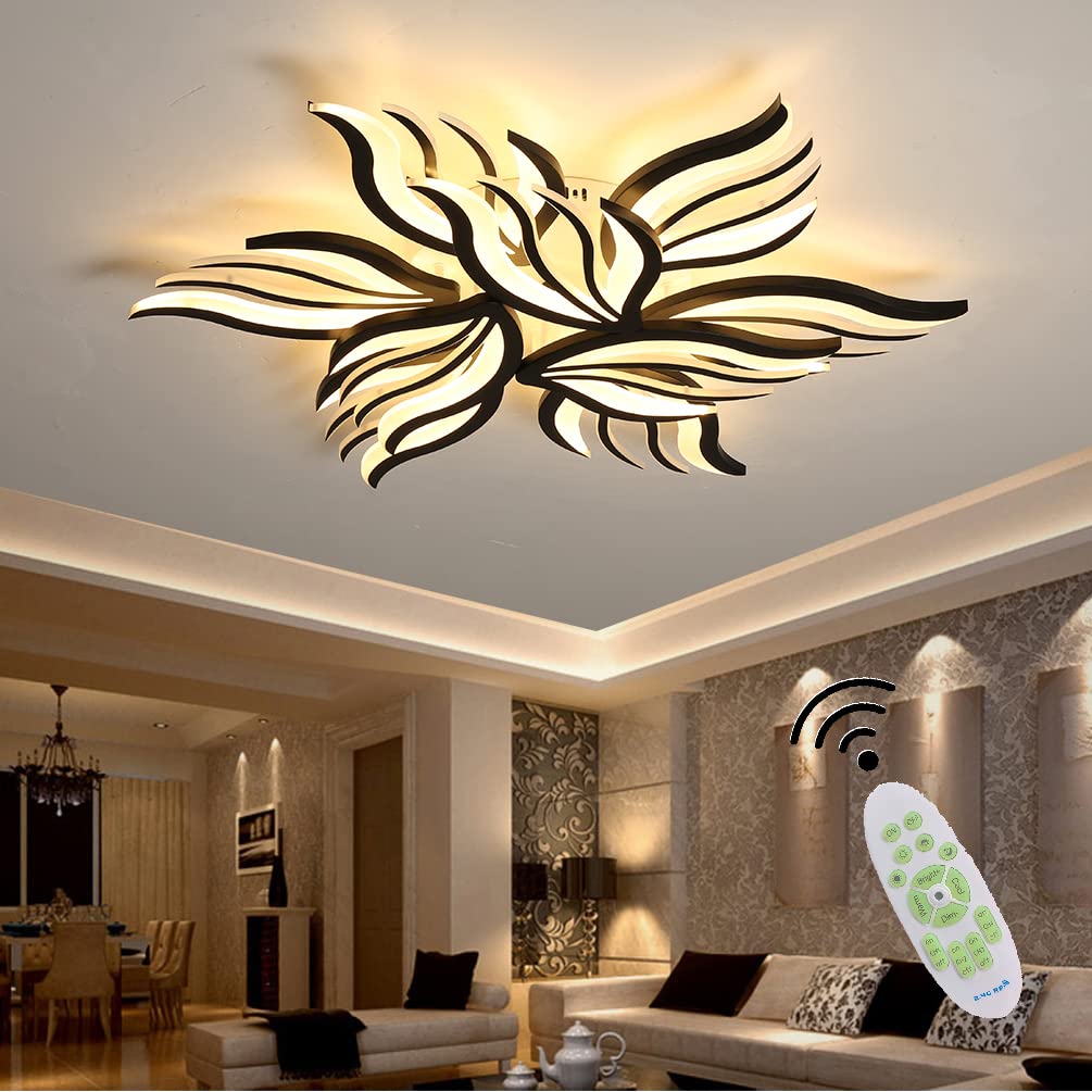 Lamp Luces de Techo LED Regulables Luz de Control Remoto Sala de Estar Dormitorio Lámpara de Techo de Metal Acrílico Diseño Moderno y Creativo en Forma de Flor Ser aplicable Iluminación de