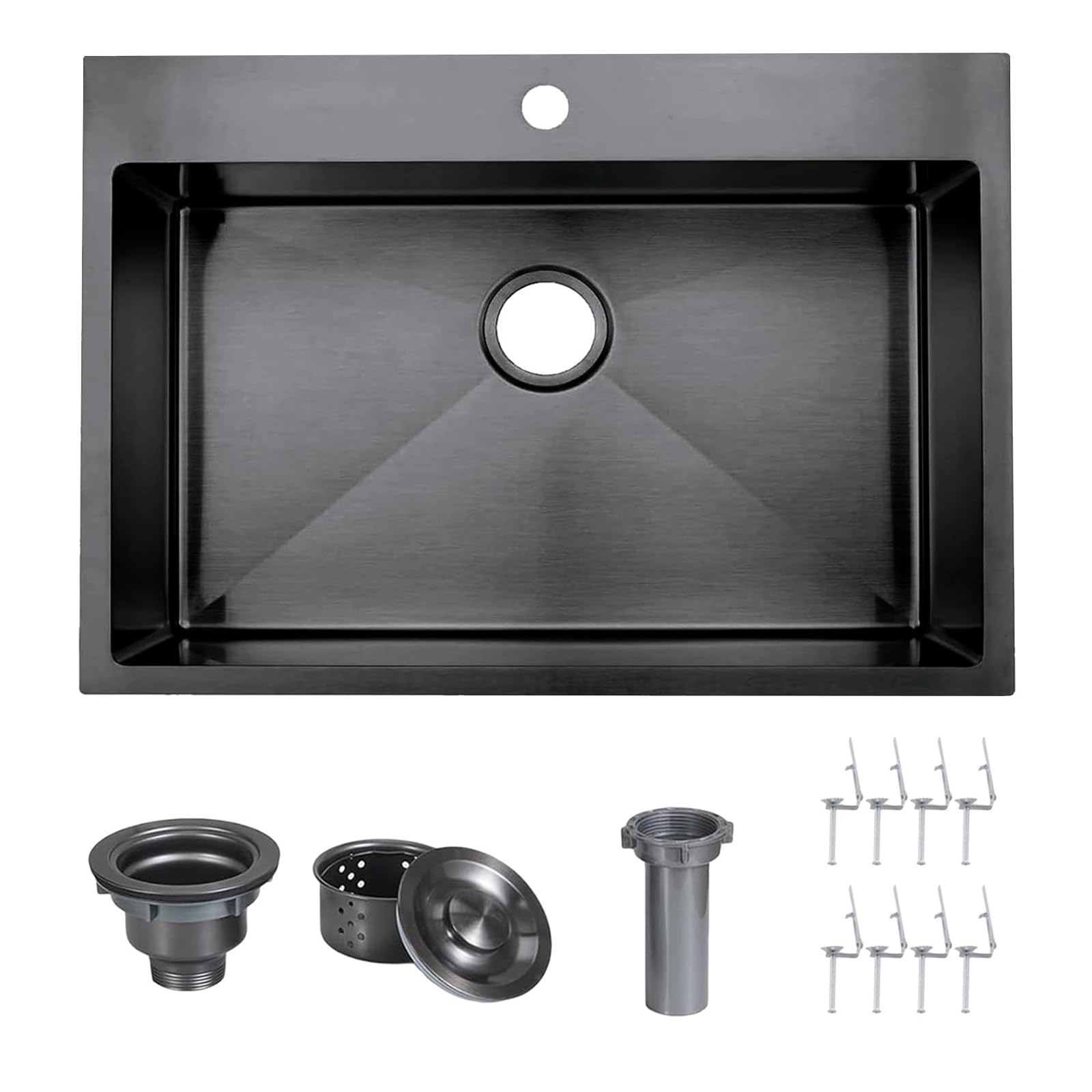 Évier de cuisine noir VAPSINT la solution cuve simple spacieuse pour préparer de grands repas