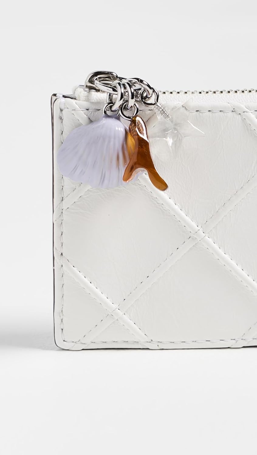 Tory Burch Women's Fleming Distressed Charm Zip Card Case, Cirrus Cloud, One Size