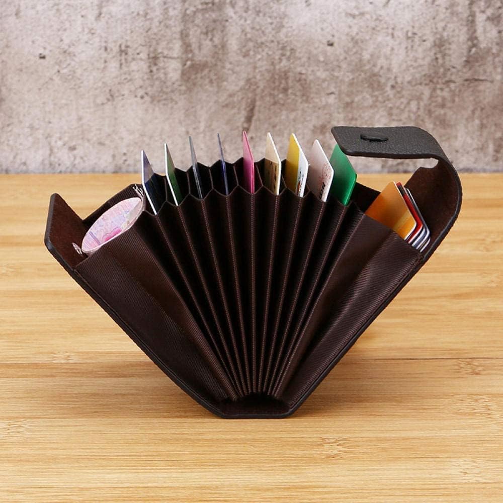 BYERZ Business Card Holder Leather Multifunctional Coin Purse Male and woman Organ Card Case (Size : Black 1)
