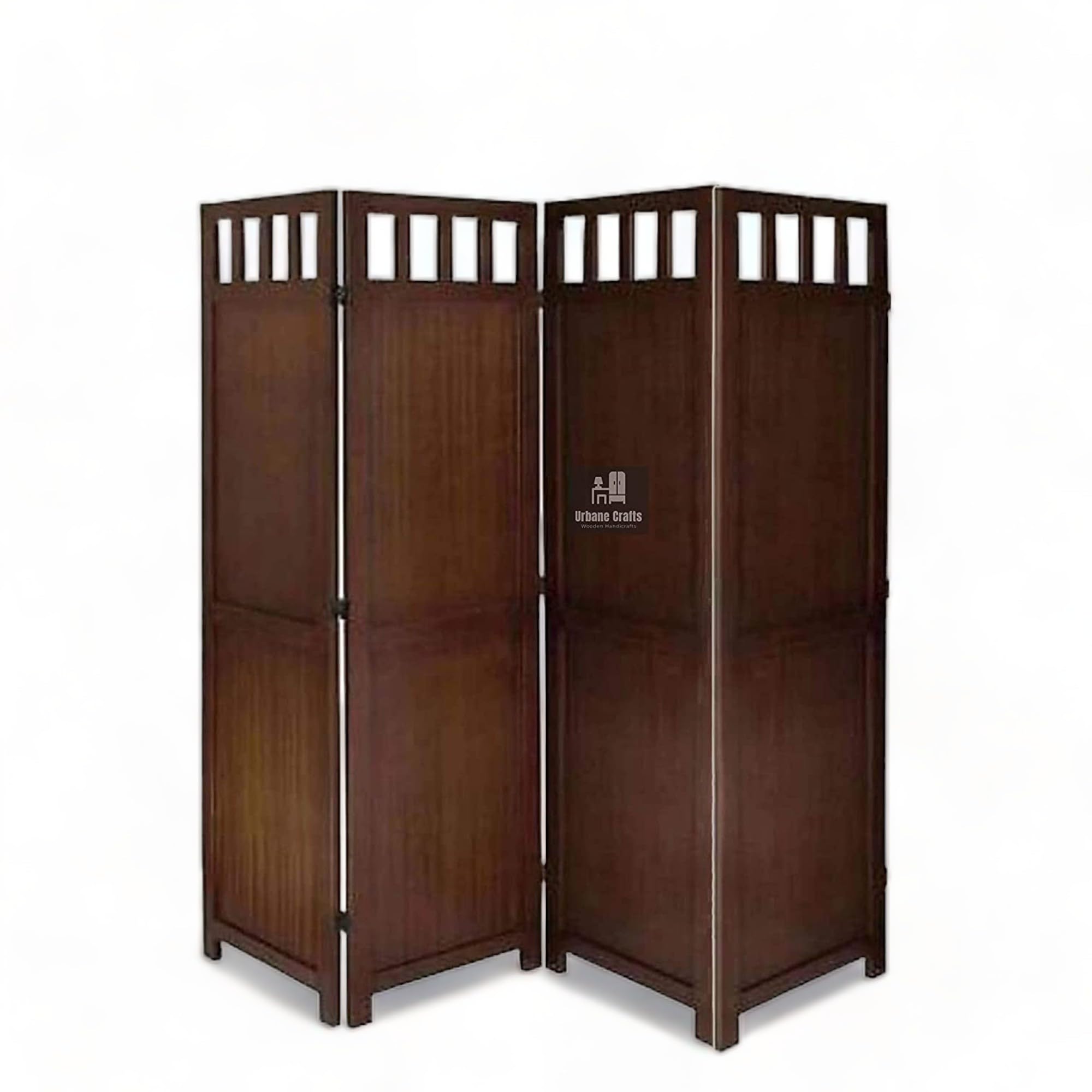 Urbane Crafts Wooden Partition Screen/Room Divider Traditional Handicrafts Plain Pattern 6Ft Height (2 Panel) (4 Panel)-image-48