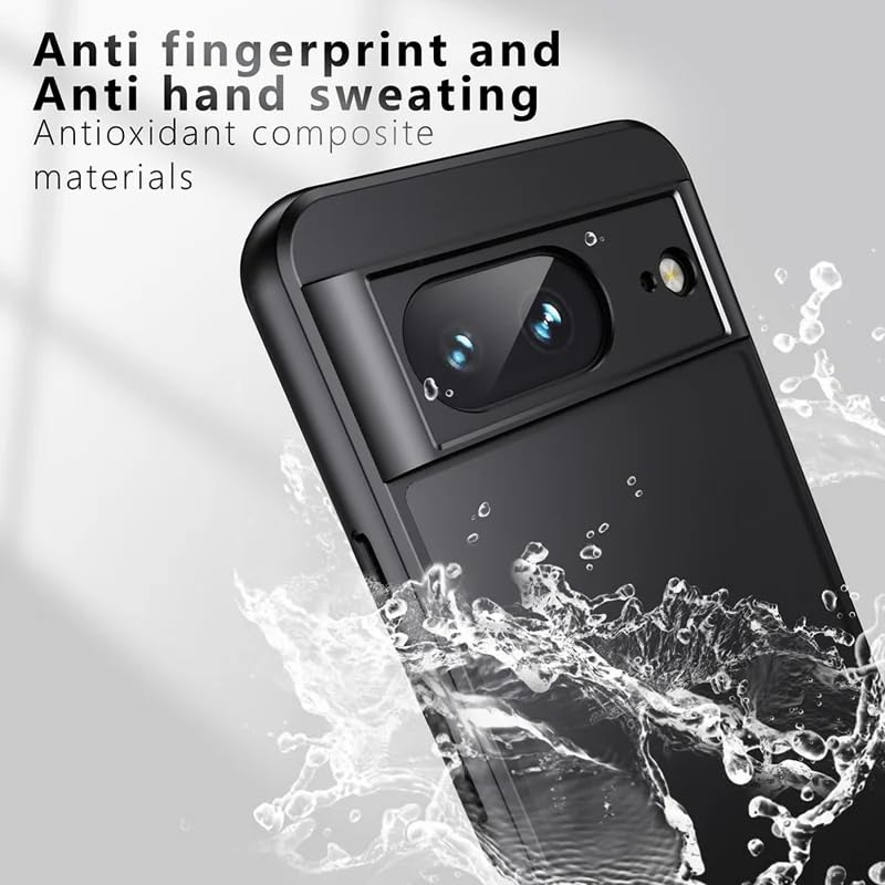 Image of Phone Case for Google Pixel 8, Matte Black with Raised Lens Protection | 0.5mm Screen Raised Edge, 2.33mm Lens High Rise, Slim Fit Design, Shock Absorption, Fingerprint Resistant