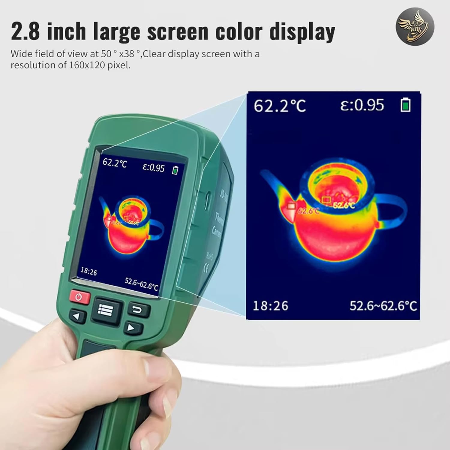 高解像度のインフレーアサーマルイメージングカメラワイド温度範囲20 〜400℃、充電式バッテリーサーマルイメージングカメラ