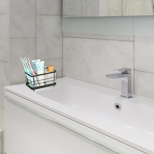 Miniatura 7 de VOCOSTE Soporte para cepillo de dientes de acero inoxidable 304, soporte para pasta de dientes, organizador de accesorios de cocina de baño, negro