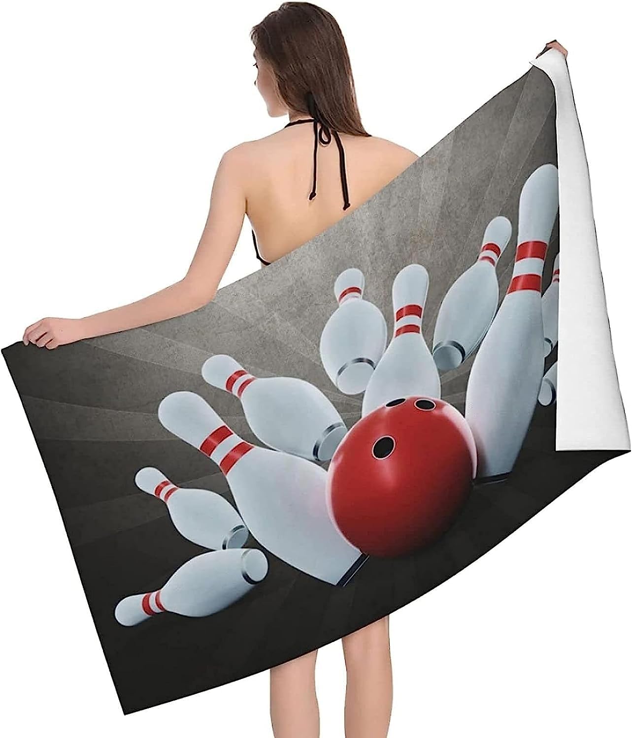 Telo Mare Microfibra Grande Bowling 200 X 200 Cm, 3D Telo Mare Leggero Antisabbia Per Donna Uomo, Asciugamano Microfibra Asciugatura Rapida Per Bagno, Spiaggia, Campeggio, Viaggio -8K8P+I4J