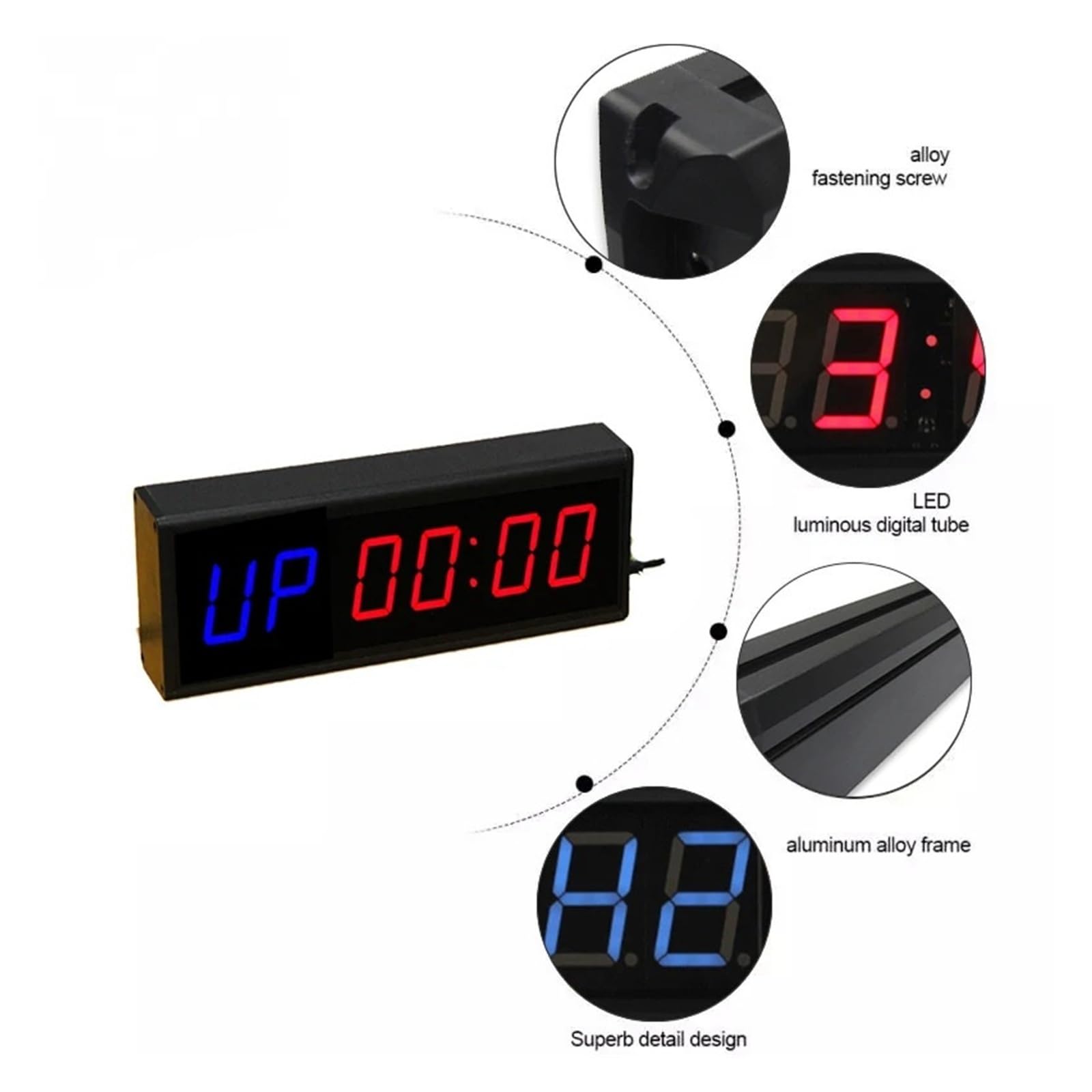 Reloj digital LED multifunción de pared con cuenta regresiva de 6 dígitos y temporizador for entrenamiento de intervalos Uso en múltiples escenarios(Blue)