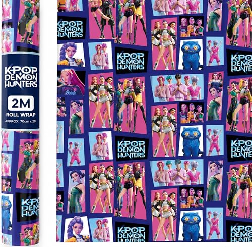 KPOP Demon Hunters Wrapping Paper Roll Multicolour K-Pop Gift Wrap Wrapping Paper for Birthdays Parties & Presents Official Netflix K-Pop Demon Hunters Roll Wrap for Kids Teens & Fans (2M ROLL)