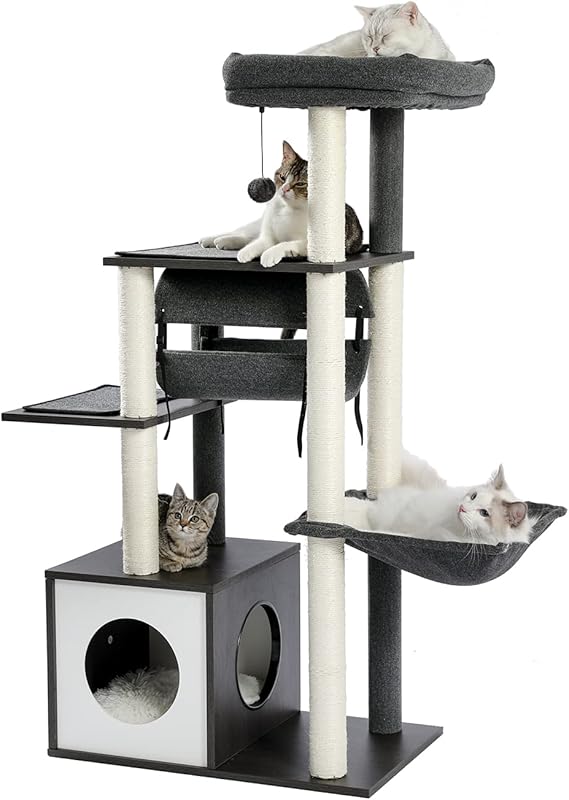 PAWZ Road 51.3'' Modern Cat Tree Cat Stand Tower Wooden Furniture with