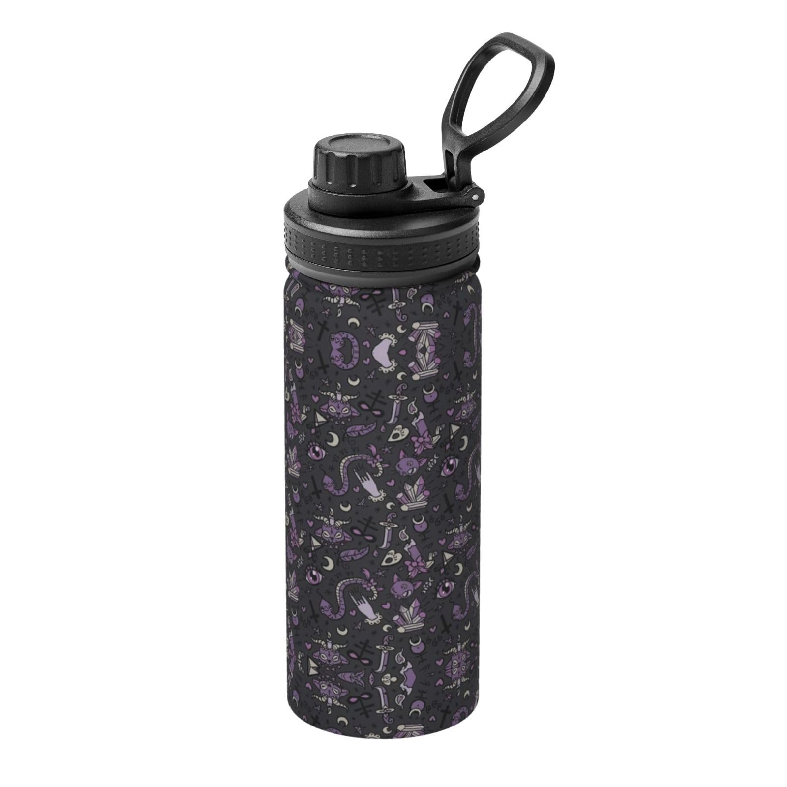 Kfjghhl Insulated Stainless Purple Black Goth Spooky Steel Water Bottle For Sport Gym Travel Leak Camping Hiking Hydration